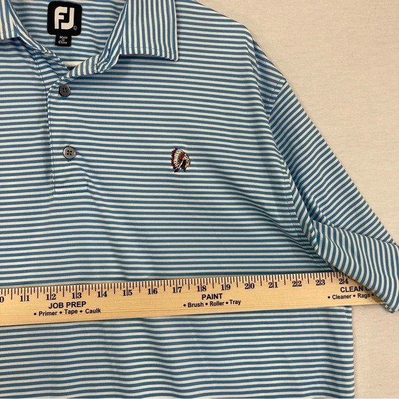 FootJoy Blue White Striped Soft Stretch Golf Polo Shirt Large - Picture 4 of 10